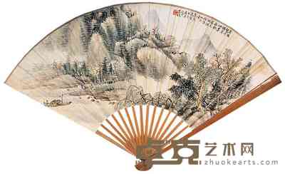顾嵒 归帆图并书法 成扇 